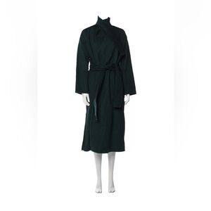 VINCE Green Wool Belted Wrap Trench Coat Long Maxi Length Women’s Size M